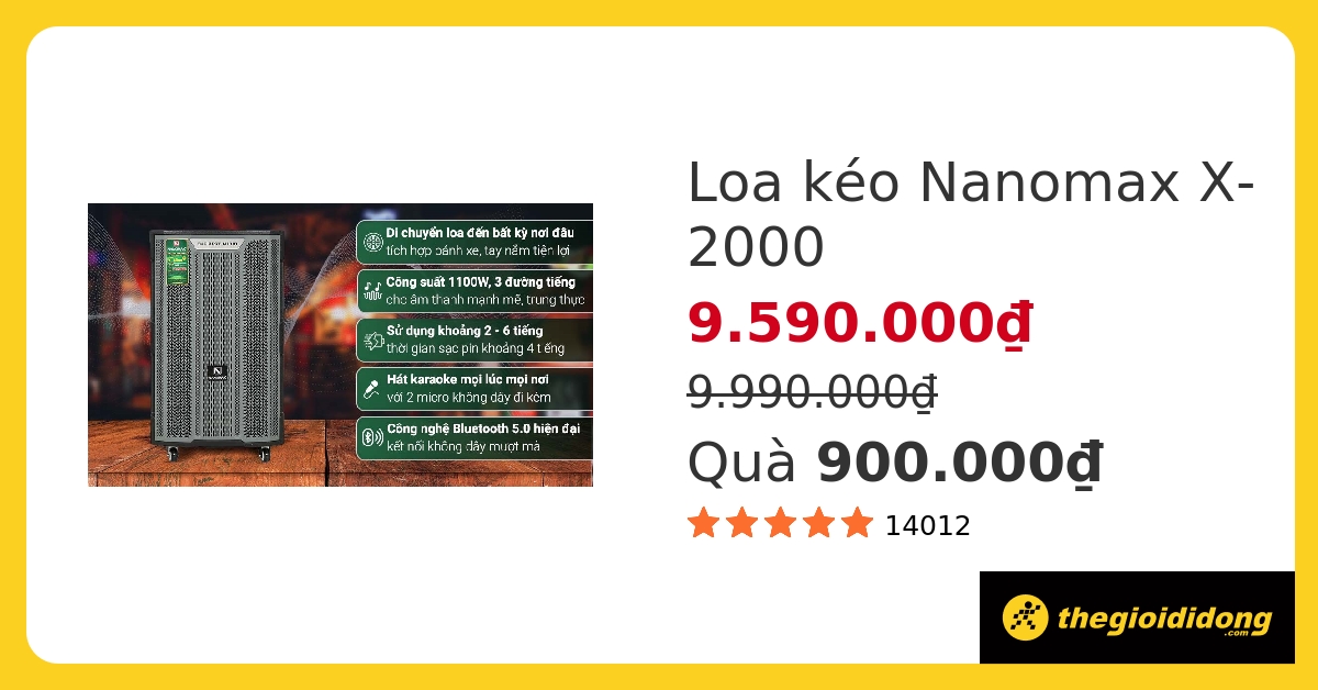 Loa kéo karaoke Nanomax X-2000 1100W hover