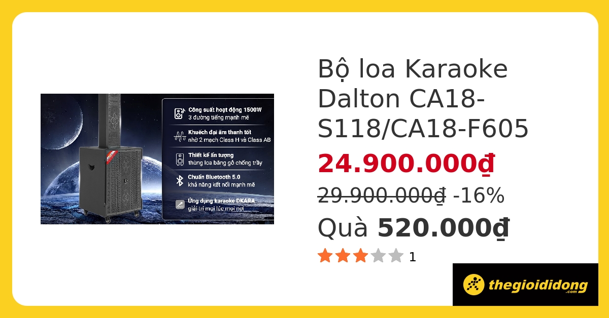 Bộ loa Karaoke Dalton CA18-S118/CA18-F605 hover