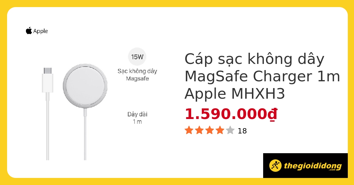 Cáp sạc không dây MagSafe Charger Apple MHXH3 - giá rẻ, chính hãng 100%