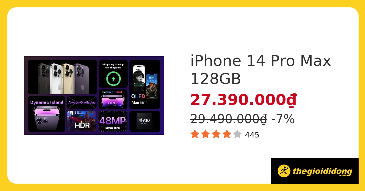 iPhone 14 Pro Max giá rẻ nhất, Pin 4323, Màn hình 6.7