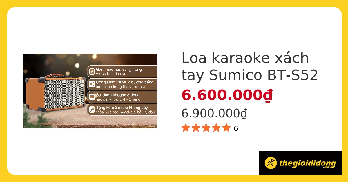 Loa karaoke xách tay Sumico BT-S52 100W hover