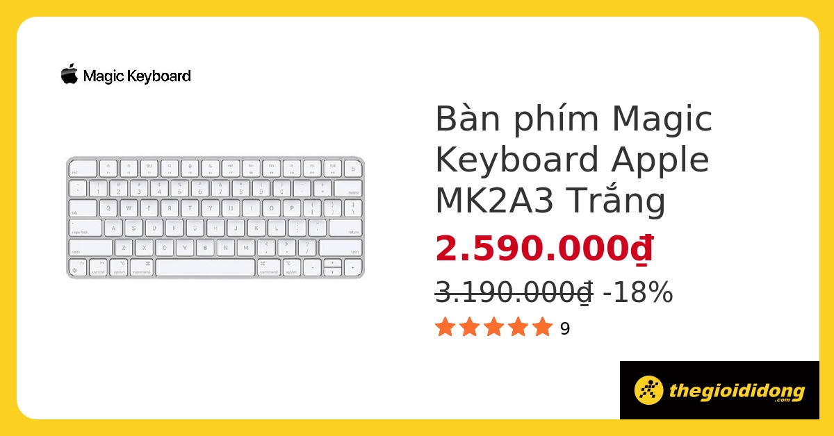 Bàn phím Magic Keyboard Apple MK2A3 Trắng