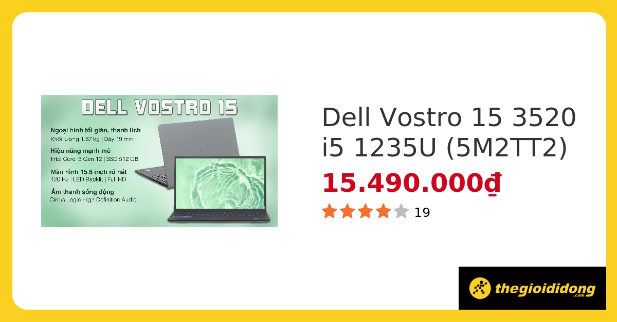 Laptop Dell Vostro 15 3520 i5 1235U/8GB/512GB/120Hz/OfficeHS/Win11 (5M2TT2) hover