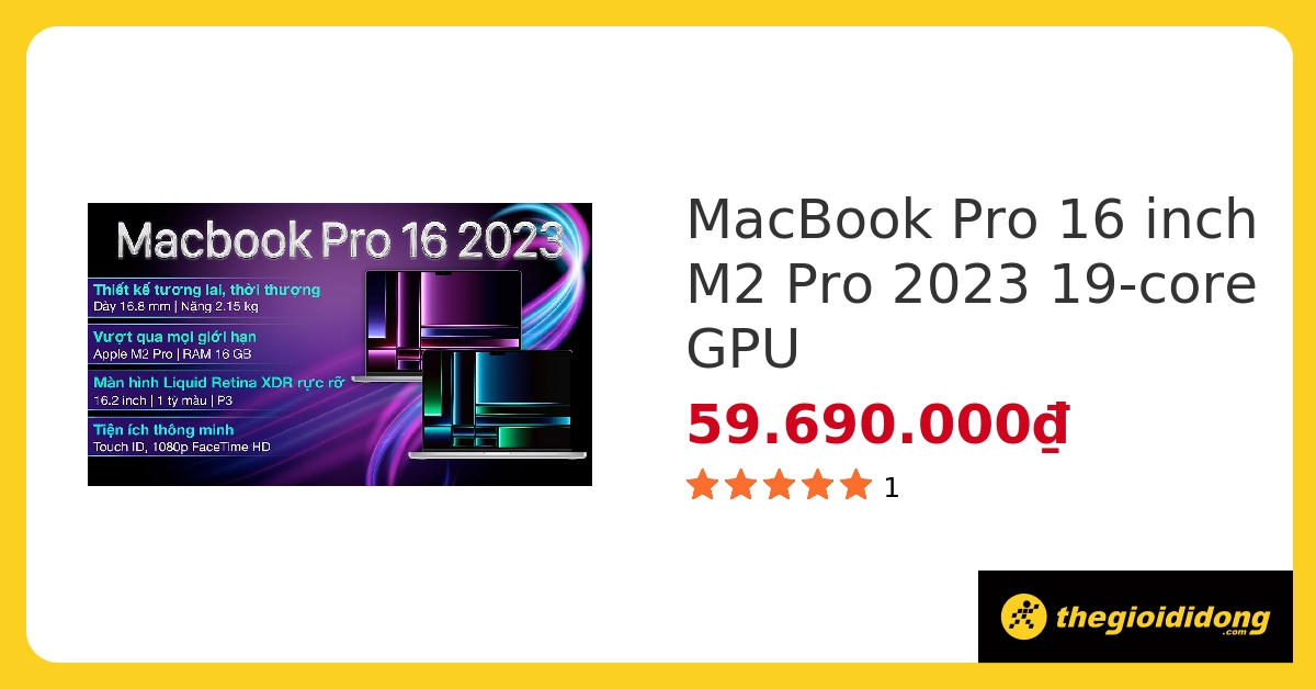 Laptop Apple MacBook Pro 16 inch M2 Pro 2023 12-core CPU/16GB/512GB/19-core GPU hover