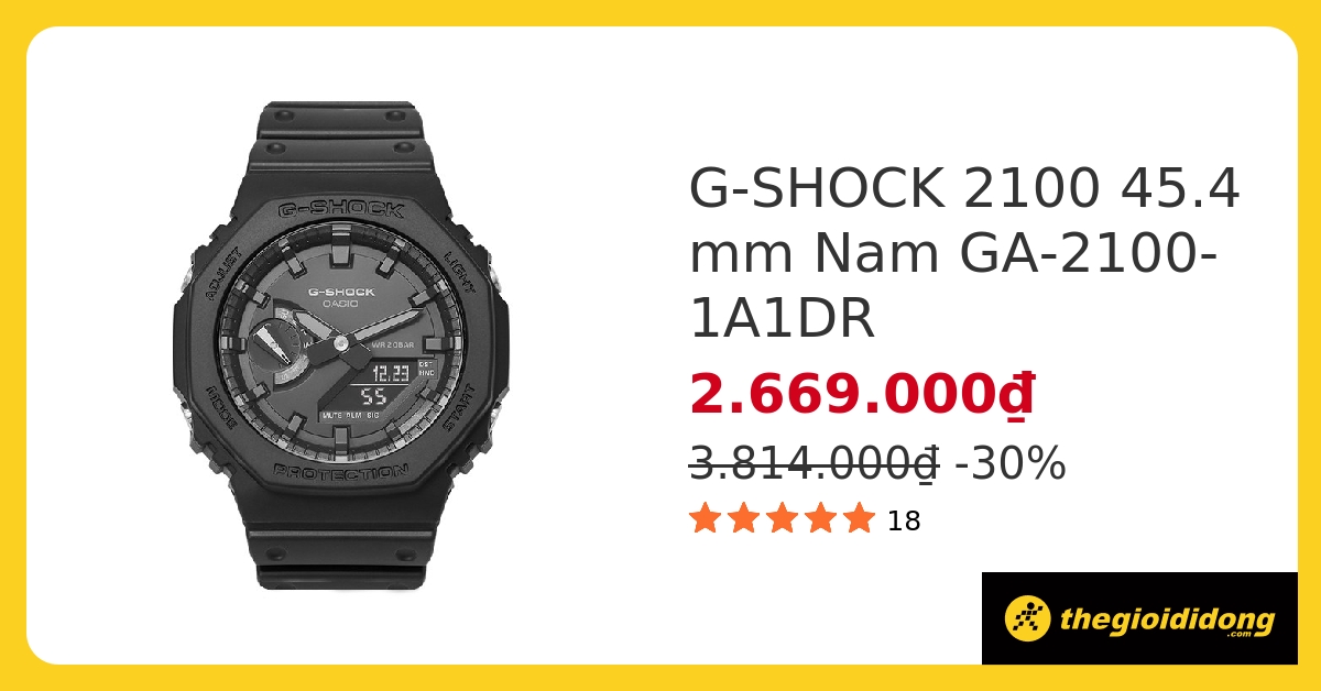 Đồng hồ G-Shock 2100 45.4 mm Nam GA-2100-1A1DR