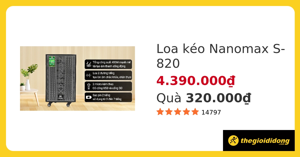 Loa kéo karaoke Nanomax S-820 400W hover