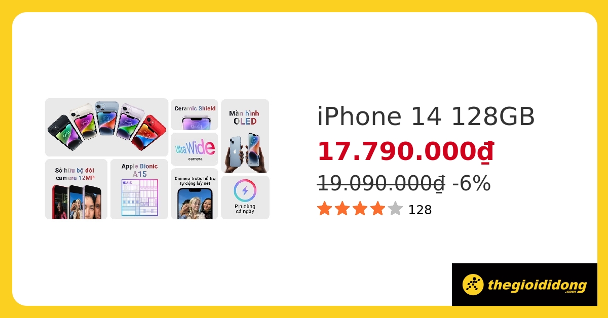 iPhone 14 128GB giá bao nhiêu?
