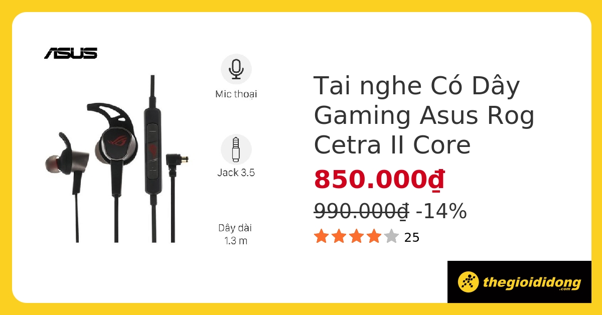 Tai nghe Có Dây Gaming Asus Rog Cetra II Core hover