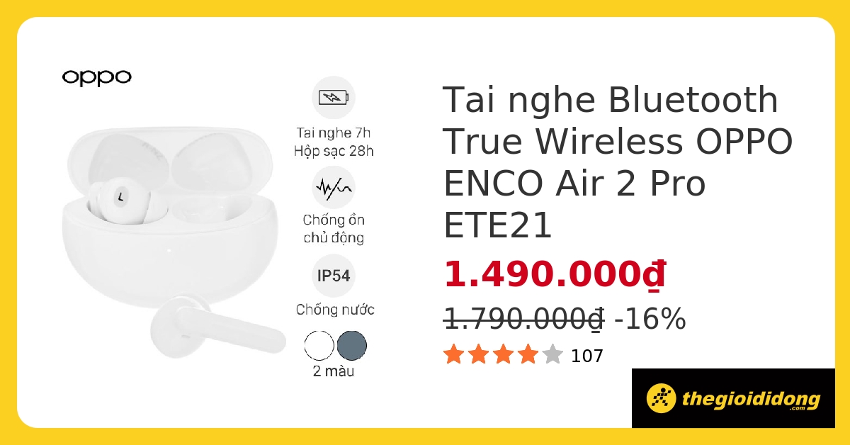 Tai nghe Bluetooth True Wireless OPPO ENCO Air 2 Pro ETE21 hover