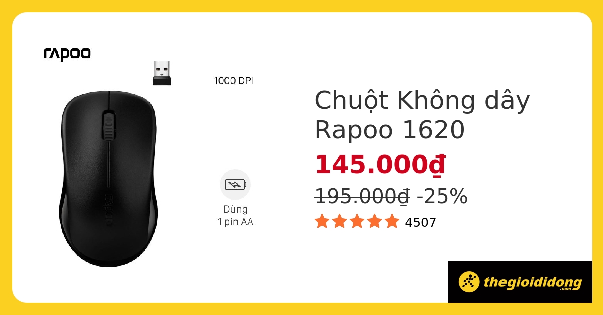 Chuột Không dây Rapoo 1620 hover