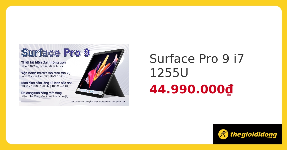 Laptop Surface Pro 9 i7 1255U/16GB/256GB/Touch/120Hz/Win11 hover