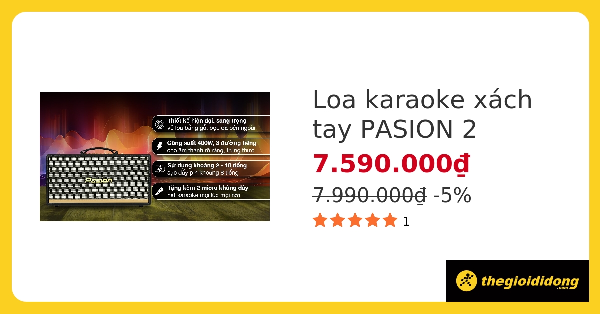 Loa karaoke xách tay PASION 2 400W hover