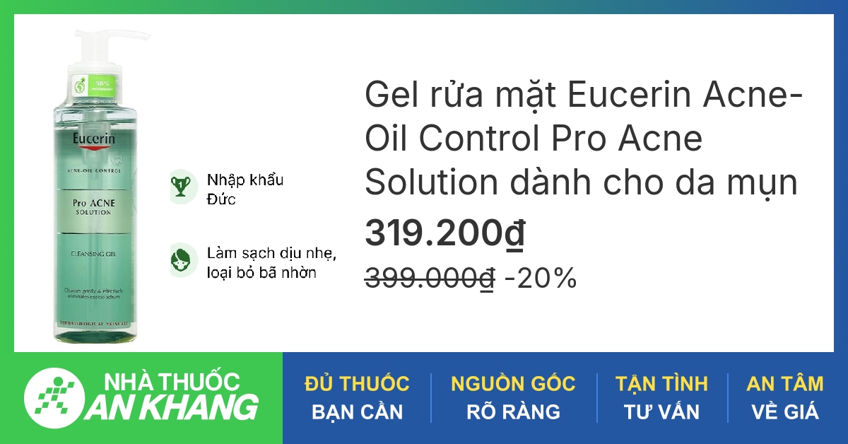 Giá cả của sữa rửa mặt Eucerin cho da mụn là bao nhiêu?
