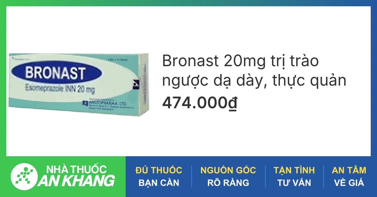 Bronast 20mg trị trào ngược dạ dày, thực quản (6 vỉ x 10 viên) - 02/ ...