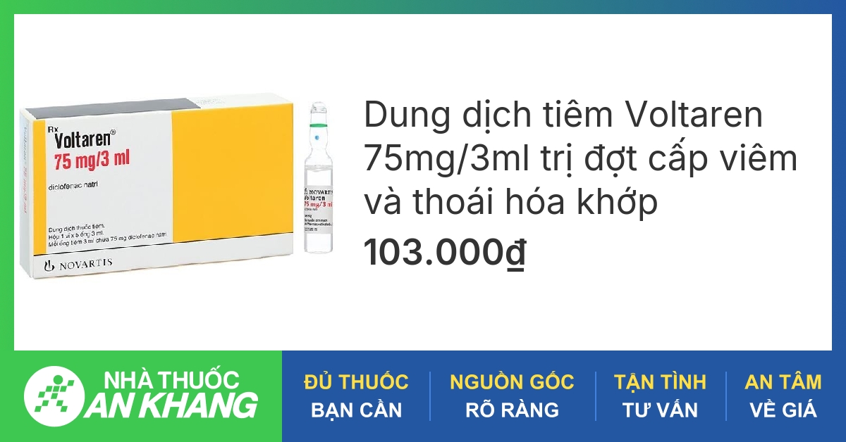 Thuốc tiêm Voltaren 75mg/3ml trị đợt cấp viêm và thoái hóa khớp (5 ống ...