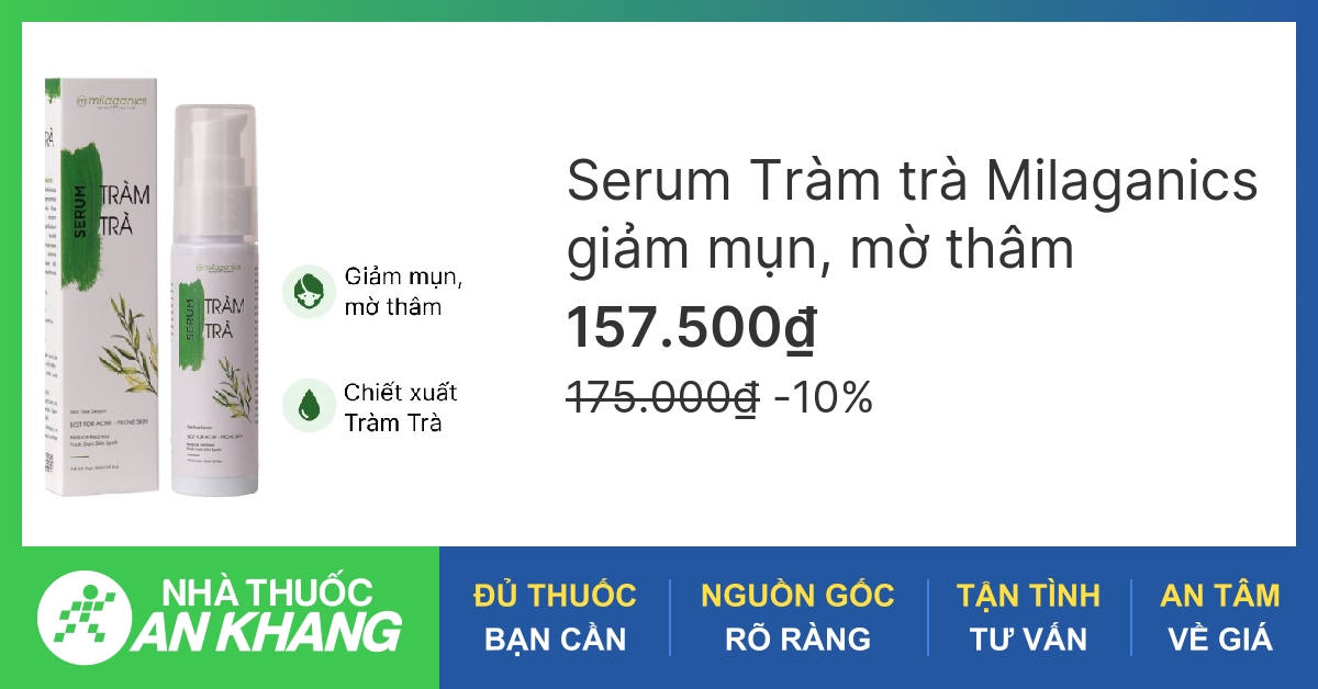 Serum Tràm trà Milaganics giảm mụn, mờ thâm chai 30ml -06/2023 | nhathuocankhang.com