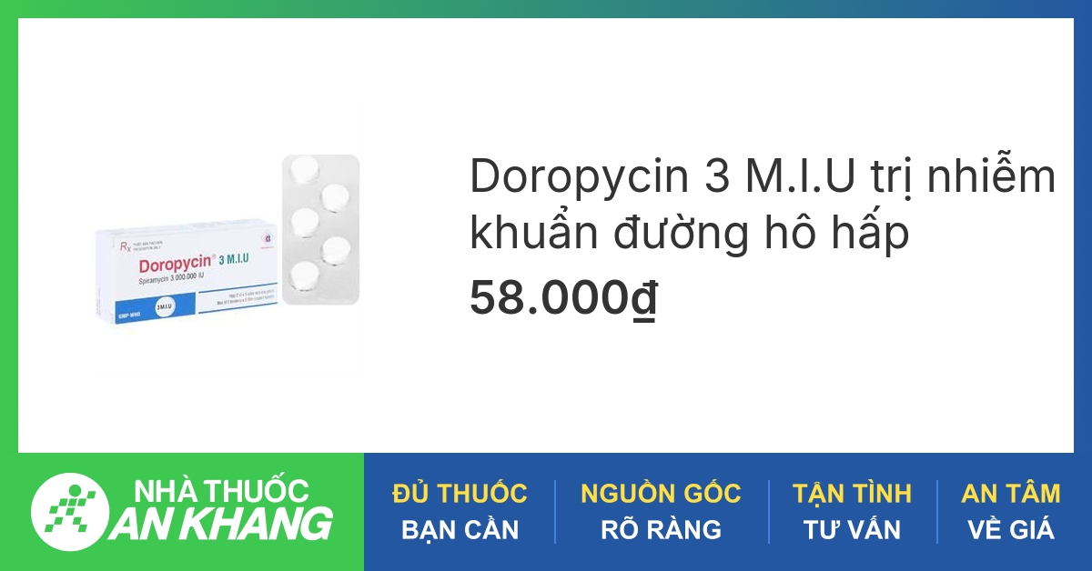 Doropycin 3 M.I.U trị nhiễm khuẩn đường hô hấp (2 vỉ x 5 viên) - 02/ ...