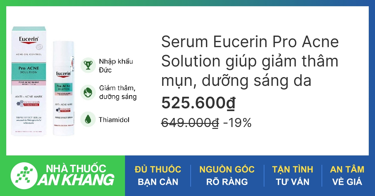 Serum Eucerin Pro-Acne Solution giúp giảm thâm mụn, dưỡng sáng da tuýp 40ml -06/2023 | nhathuocankhang.com