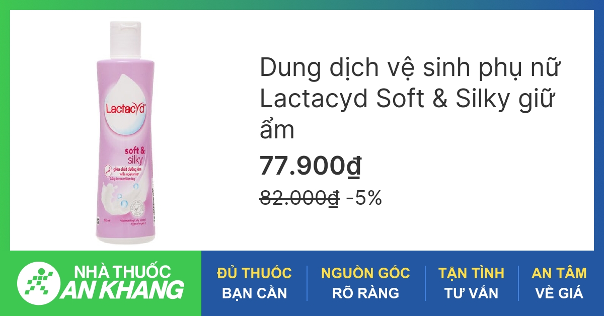 Dung dịch vệ sinh phụ nữ Lactacyd Soft & Silky giữ ẩm chai 250ml -04/2023 | nhathuocankhang.com