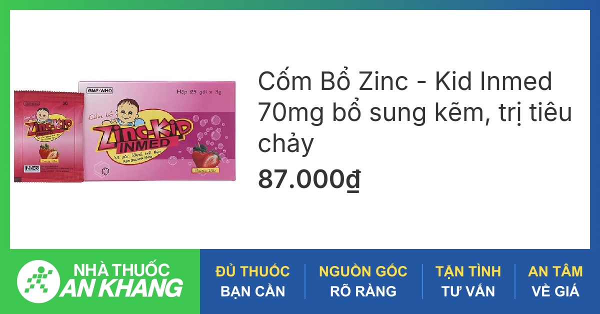 Cốm Bổ Zinc Kid Inmed 70mg bổ sung kẽm, trị tiêu chảy