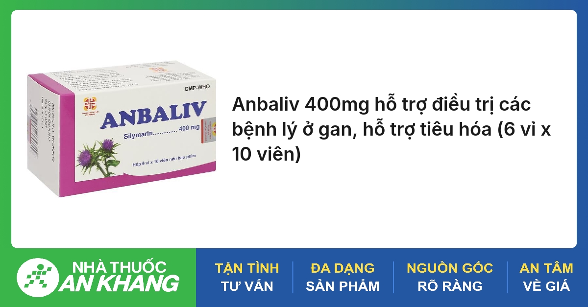 Anbaliv 400mg hỗ trợ điều trị các bệnh lý ở gan, hỗ trợ tiêu hóa (6 vỉ x 10 viên)