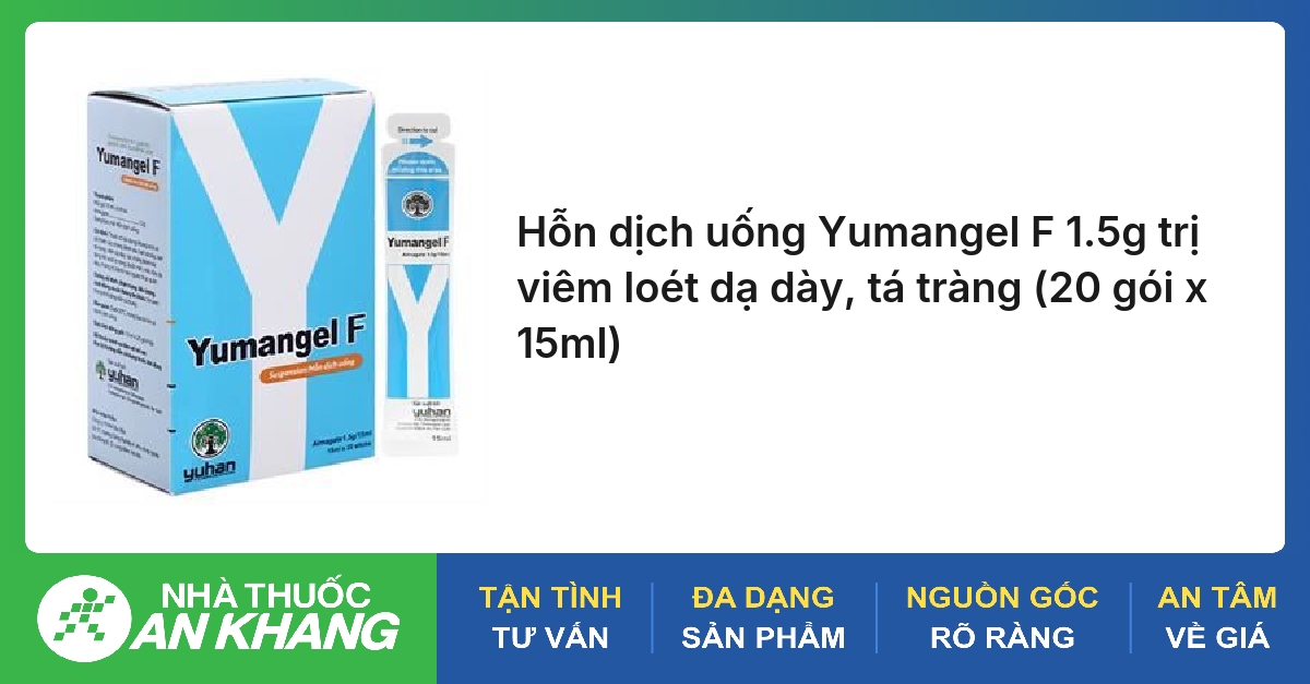 Hỗn dịch uống Yumangel F 1.5g trị viêm loét dạ dày, tá tràng (20 gói x 15ml)