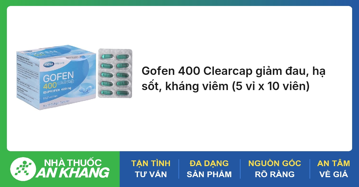 Gofen 400 Clearcap giảm đau, hạ sốt, kháng viêm (5 vỉ x 10 viên)