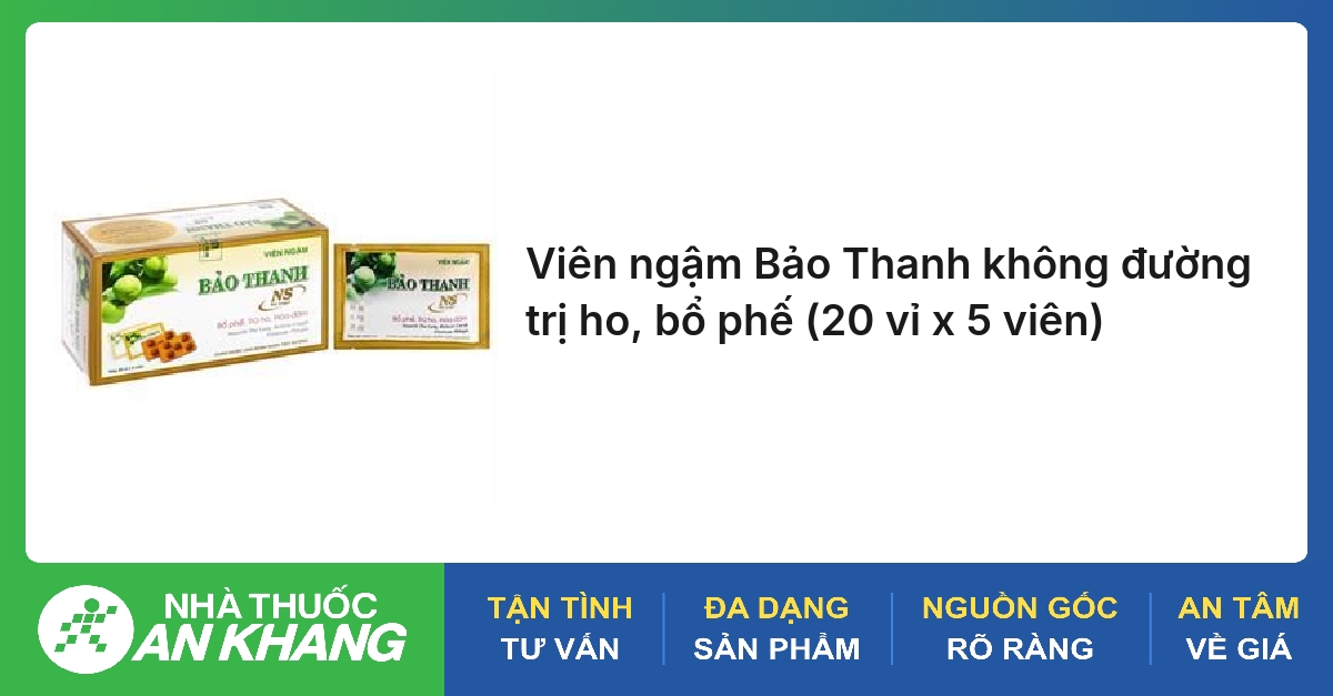 Viên ngậm Bảo Thanh không đường trị ho, bổ phế (20 vỉ x 5 viên)