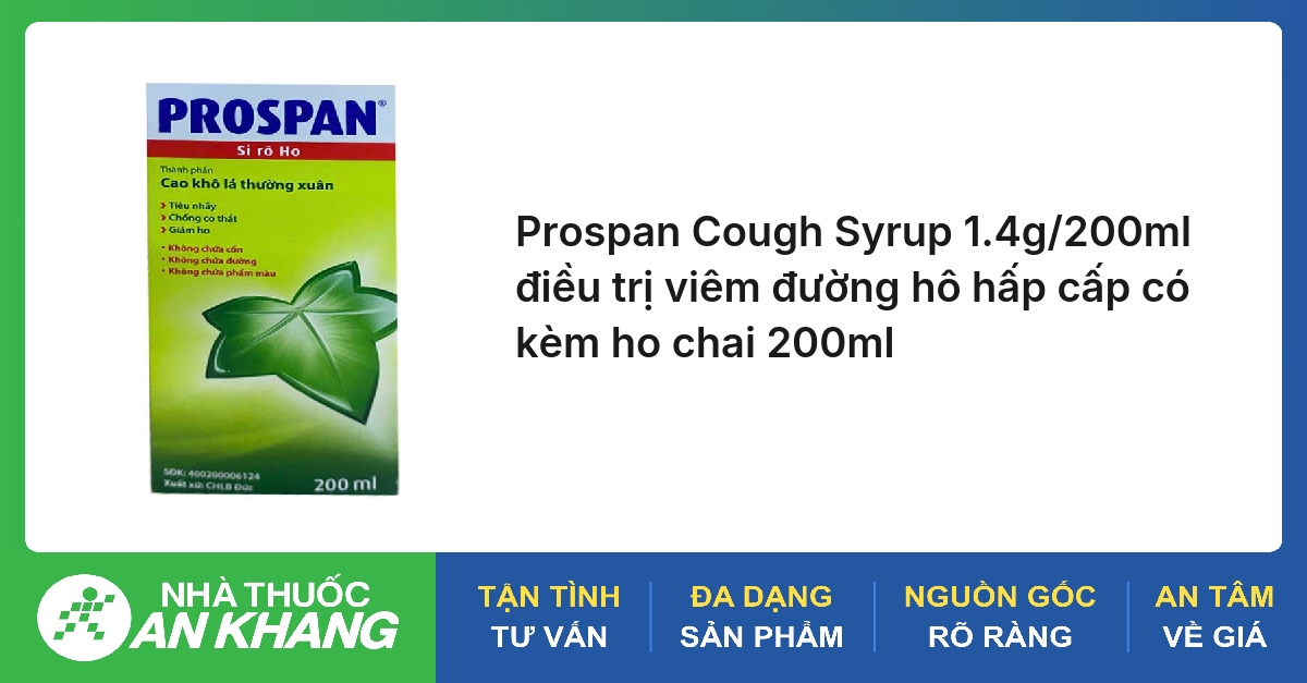 Prospan Cough Syrup 1.4g/200ml điều trị viêm đường hô hấp cấp có kèm ho chai 200ml