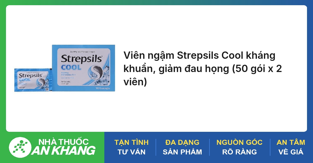 Viên ngậm Strepsils Cool trị đau họng (50 gói x 2 viên)