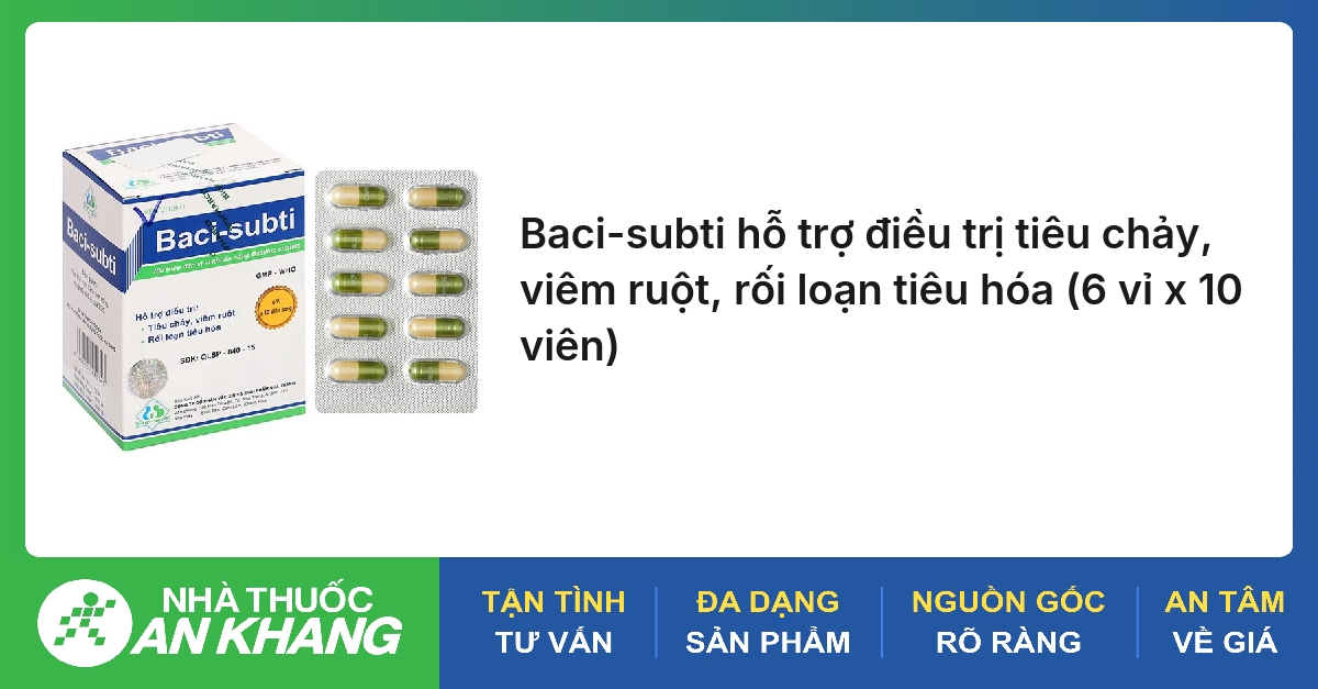 Baci-subti hỗ trợ điều trị tiêu chảy, viêm ruột, rối loạn tiêu hóa (6 vỉ x 10 viên)