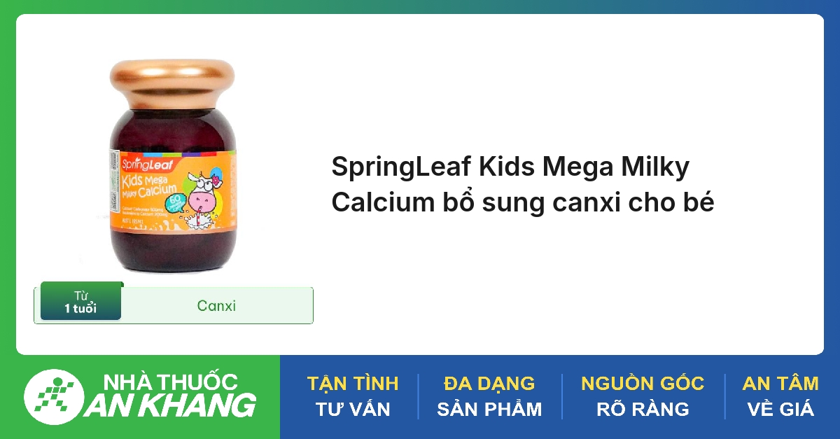 Thực phẩm bảo vệ sức khoẻ: SpringLeaf Kids Mega Milky Calcium