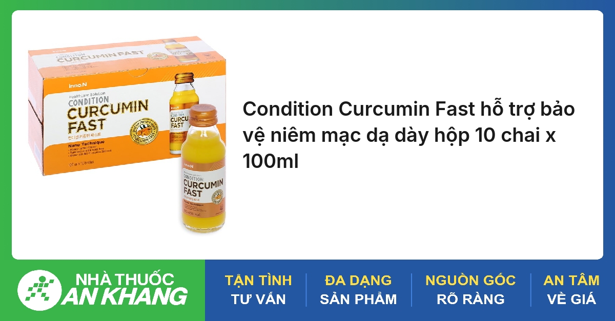 Condition Curcumin Fast hỗ trợ bảo vệ niêm mạc dạ dày hộp 10 chai x 100ml