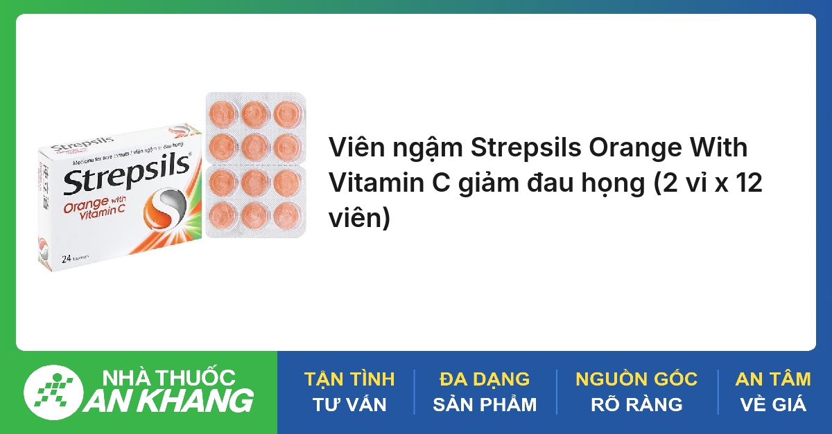 Viên ngậm Strepsils Orange & Vita C trị đau họng (2 vỉ x 12 viên)