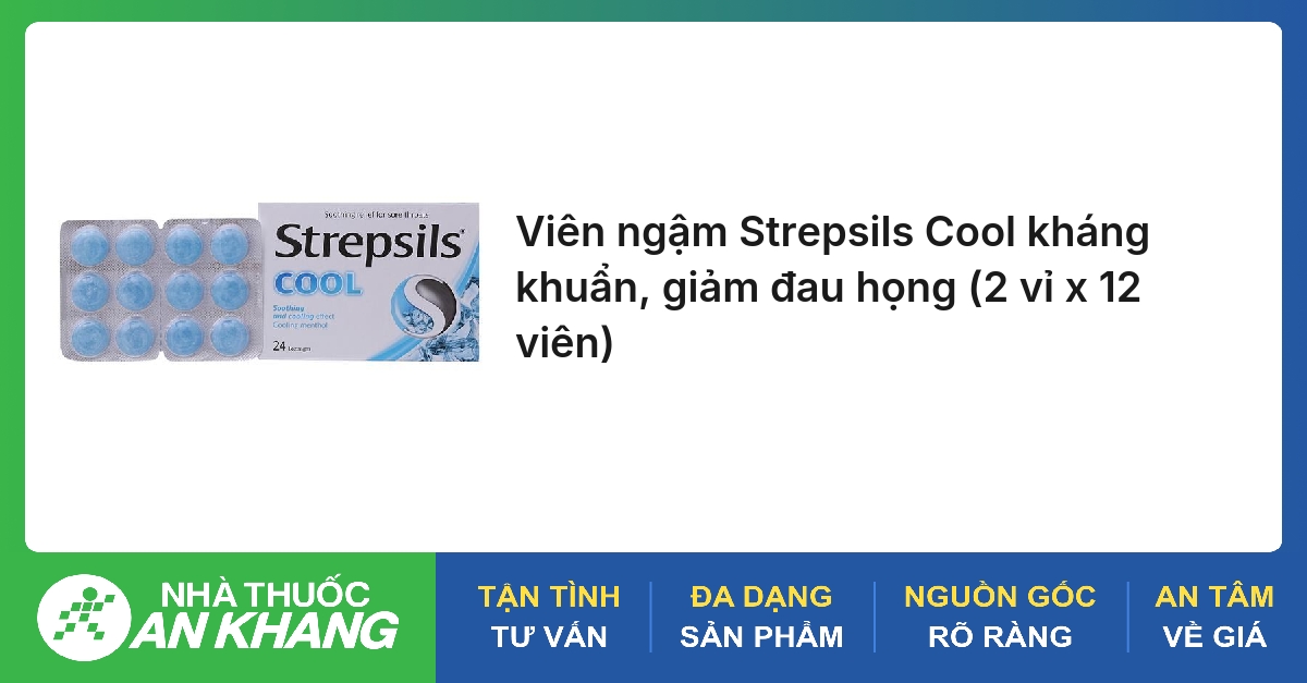 Strepsils Cool: Mát họng, giảm đau (2 Vỉ x 12 viên)
