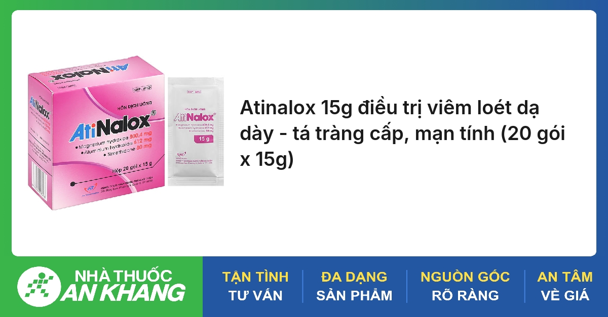 Atinalox 15g điều trị viêm loét dạ dày - tá tràng cấp, mạn tính (20 gói x 15g)