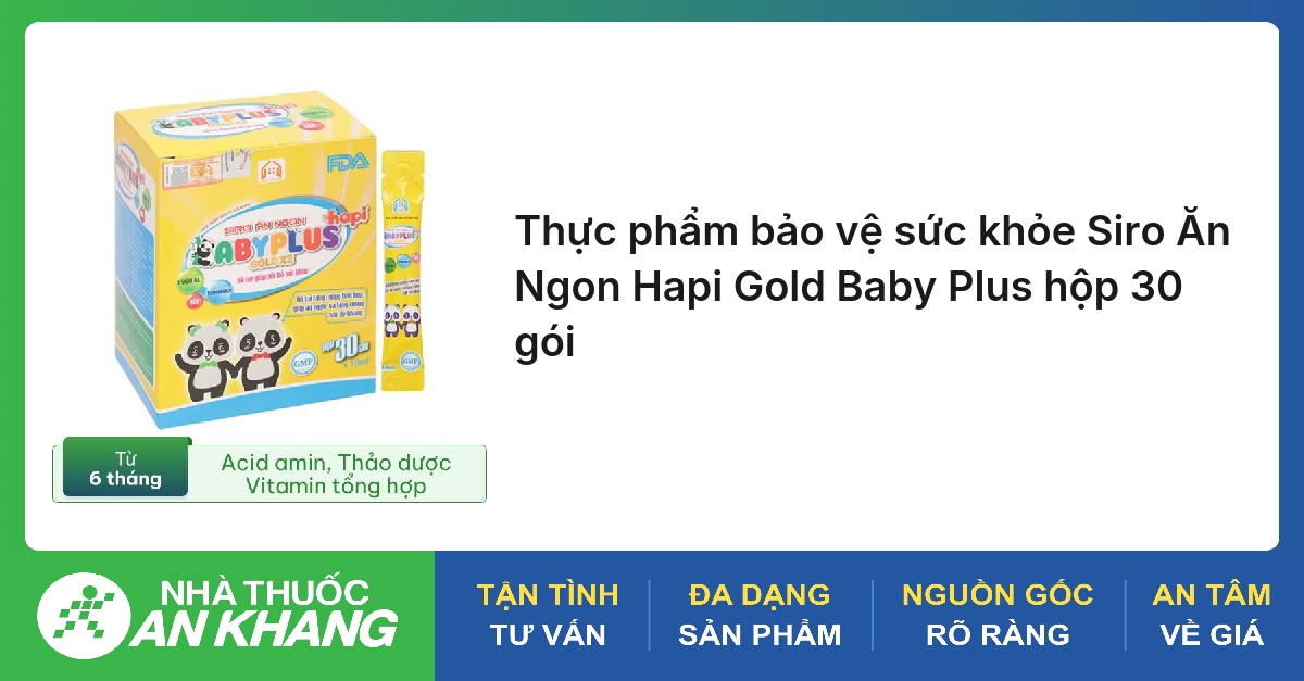 Thực phẩm bảo vệ sức khỏe Siro Ăn Ngon Hapi Gold Baby Plus hộp 30 gói