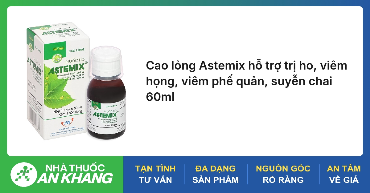 Cao lỏng Astemix hỗ trợ trị ho, viêm họng, viêm phế quản, suyễn chai 60ml