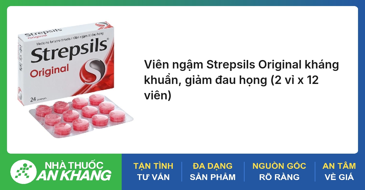 Viên ngậm Strepsils Original trị đau họng (2 vỉ x 12 viên)