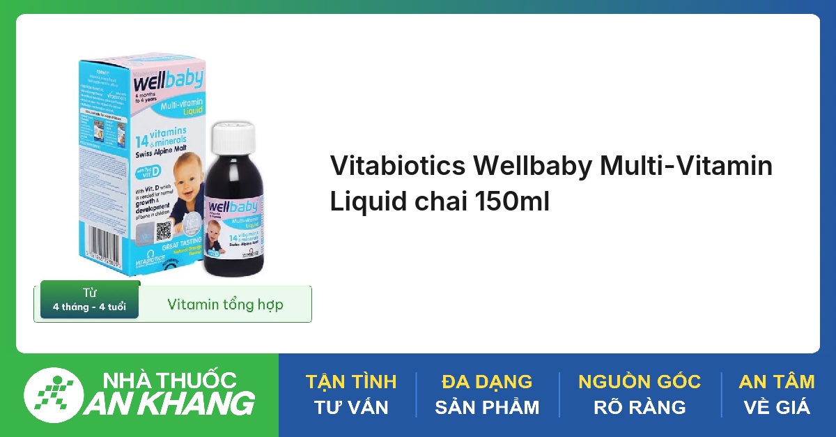 Vitabiotics Wellbaby Multi-vitamin Liquid (Chai 150ml) bổ sung vitamin cho trẻ