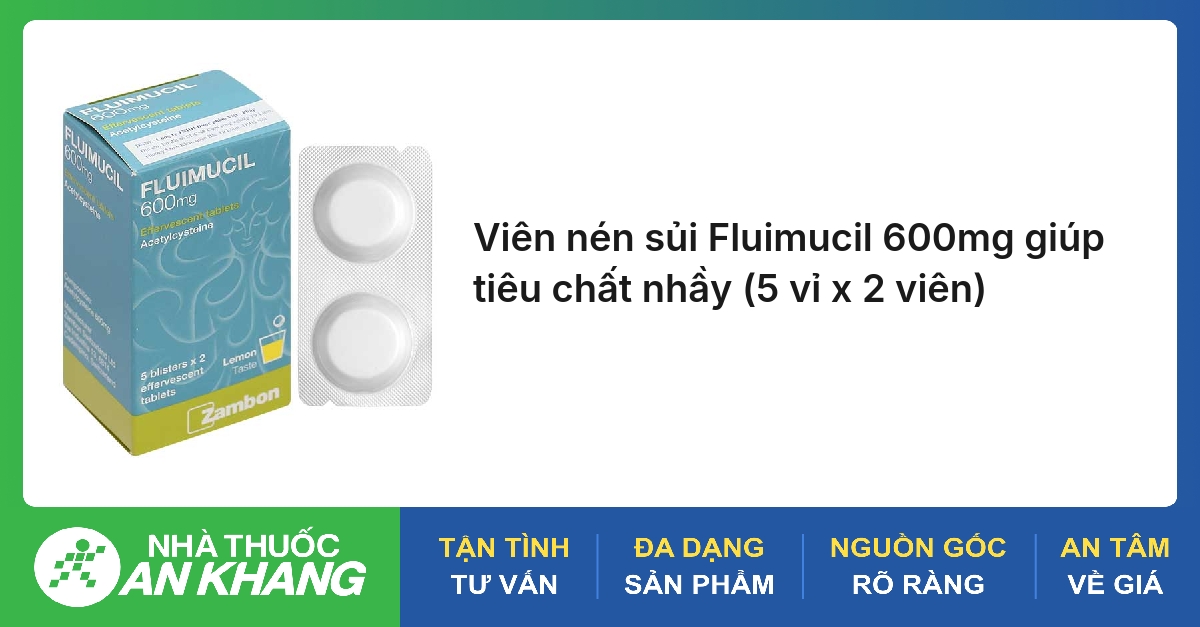 Viên nén sủi Fluimucil 600mg giúp tiêu chất nhầy (5 vỉ x 2 viên)