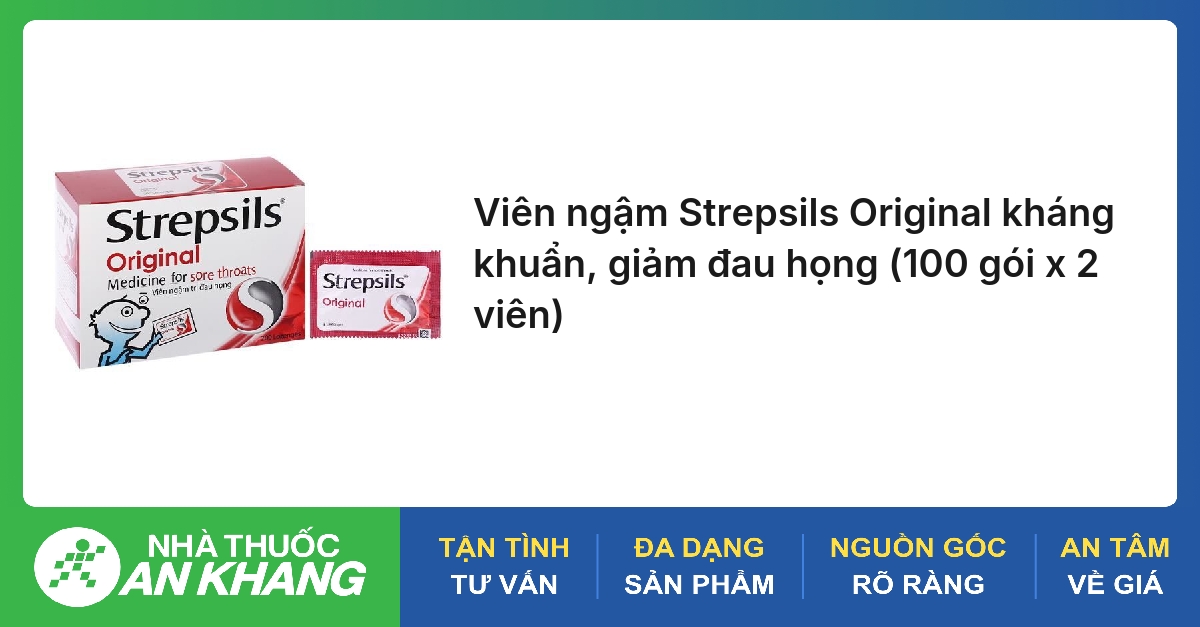Viên ngậm Strepsils Original goi (mau do) trị đau họng (100 gói x 2 viên)