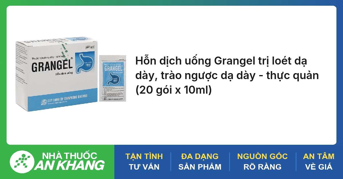 Hỗn dịch uống Grangel trị loét dạ dày, trào ngược dạ dày - thực quản (20 gói x 10ml)
