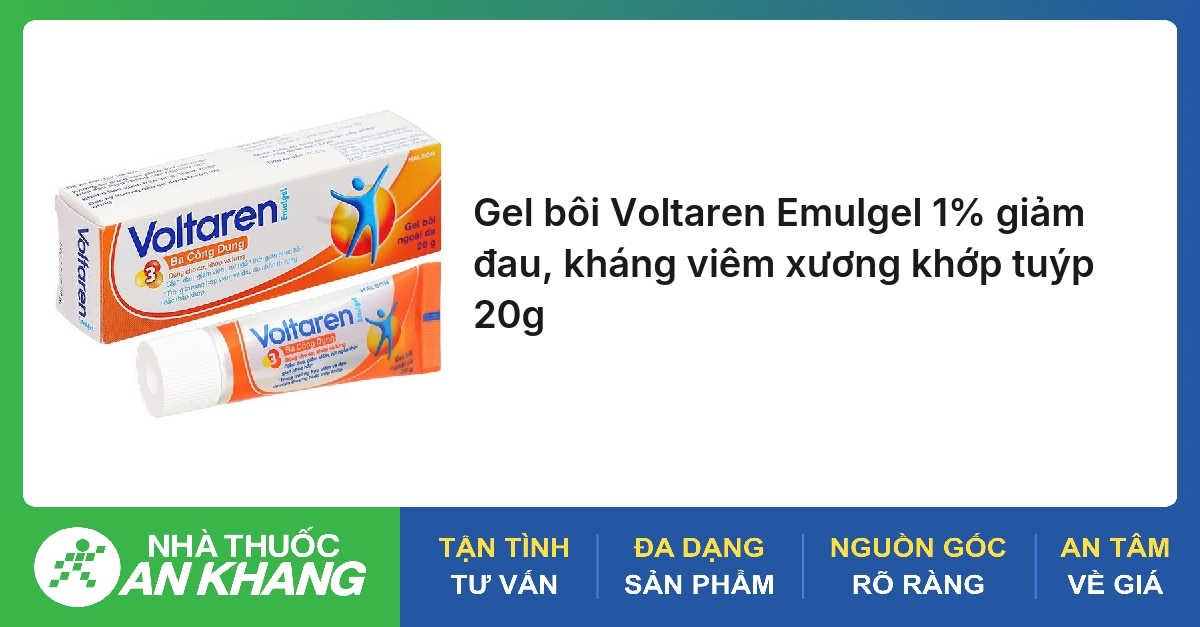 Gel bôi Voltaren Emulgel 1% giảm đau, kháng viêm xương khớp tuýp 20g