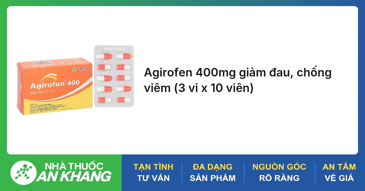 Agirofen 400mg giảm đau, chống viêm (3 vỉ x 10 viên)