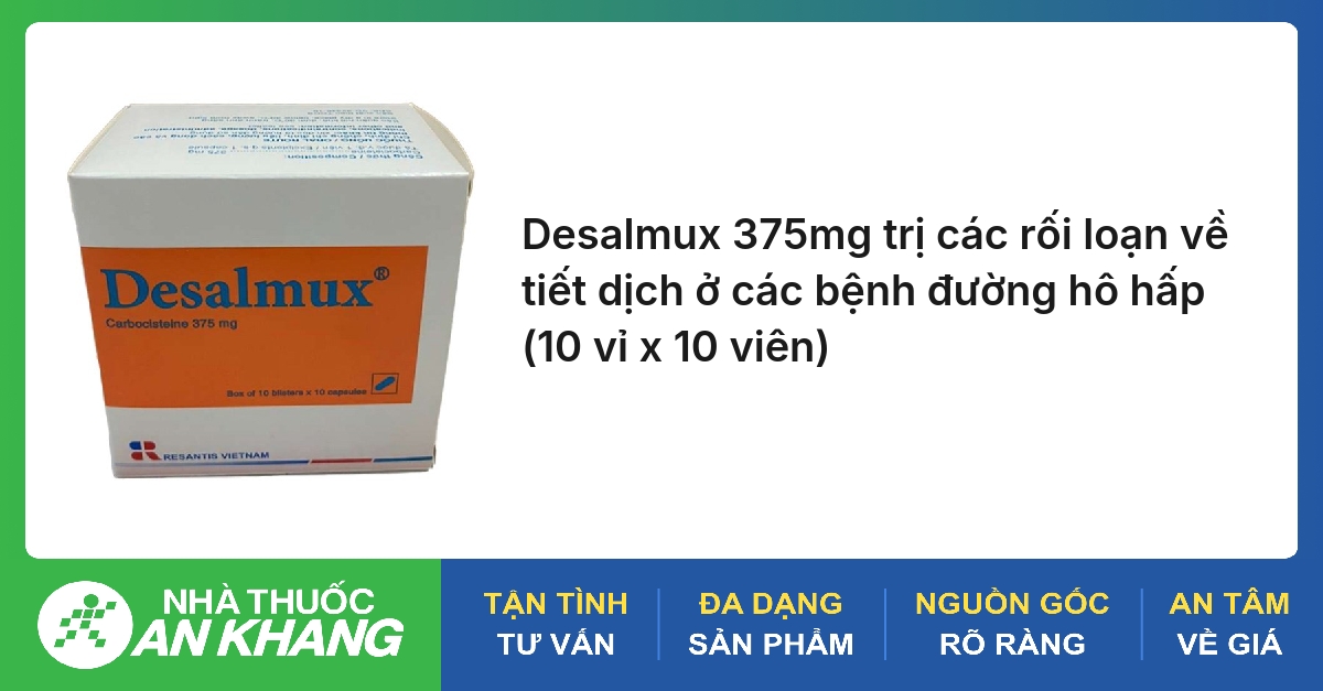 Desalmux 375mg trị các rối loạn về tiết dịch ở các bệnh đường hô hấp (10 vỉ x 10 viên)