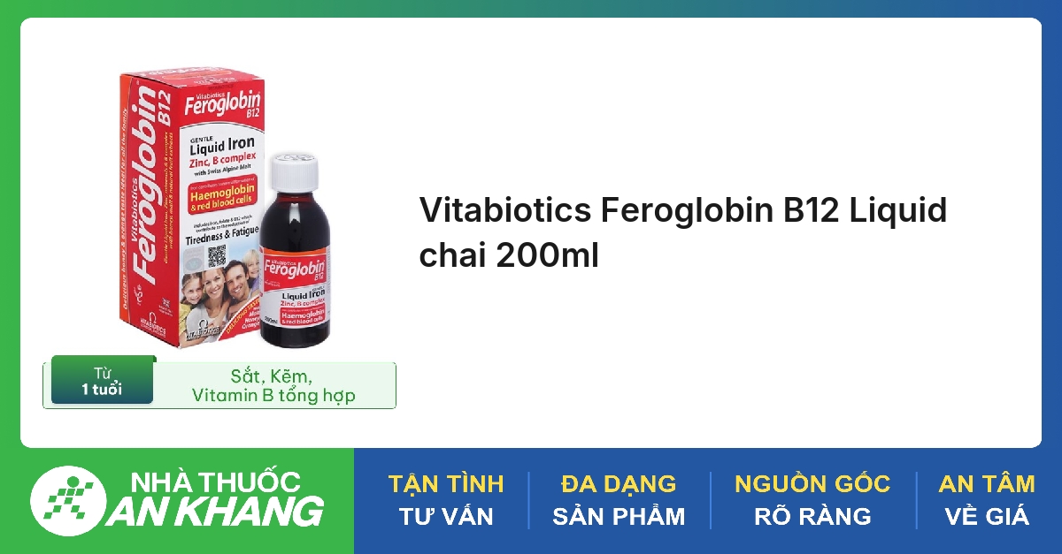 Siro Vitabiotics Feroglobin B12 Liquid (Chai 200ml) giúp hỗ trợ tạo máu