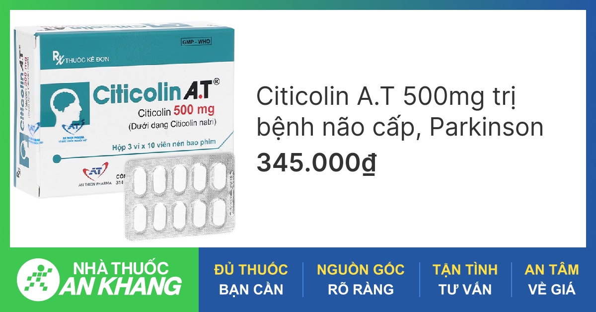 Citicolin A.T 500mg trị bệnh não cấp, Parkinson (3 vỉ x 10 viên) -05/2023 | nhathuocankhang.com