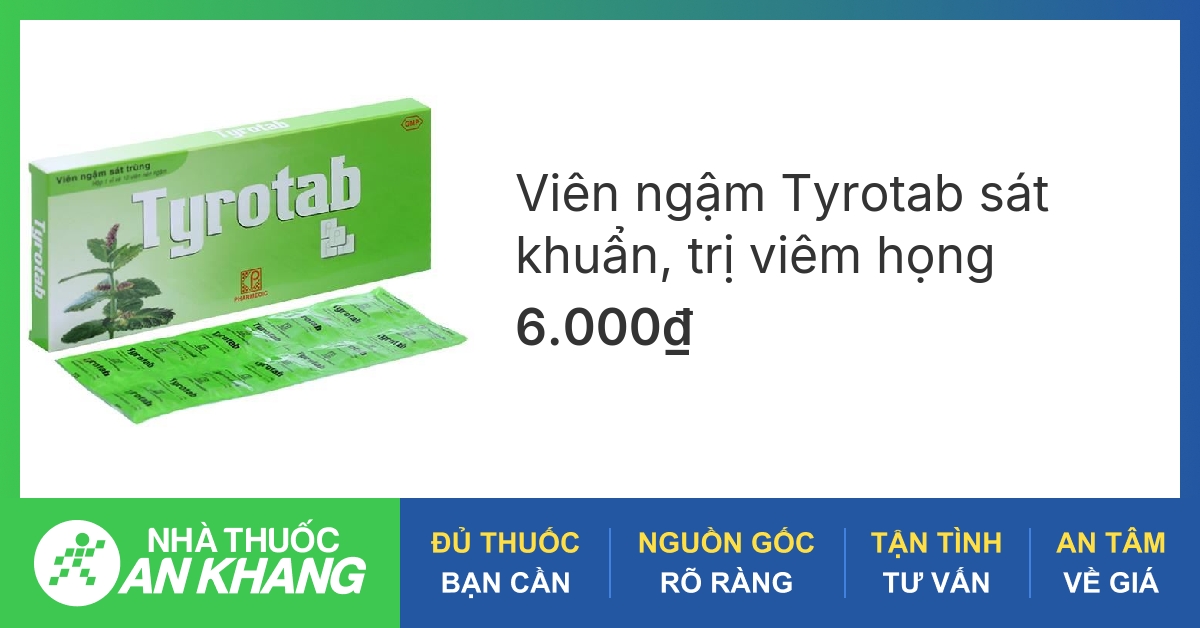 Thành phần chính của viên ngậm đau họng tyrotab là gì?
