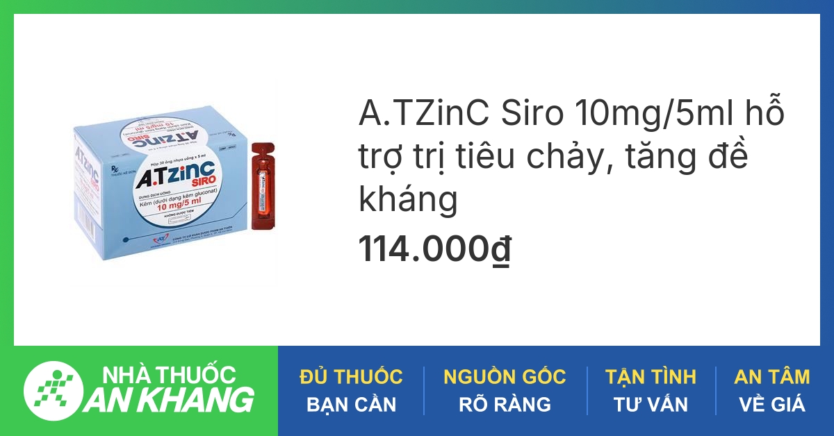 Dung dịch uống A.TZinC Siro hỗ trợ trị tiêu chảy, tăng đề kháng (30 ống x 5ml) -05/2023 | nhathuocankhang.com